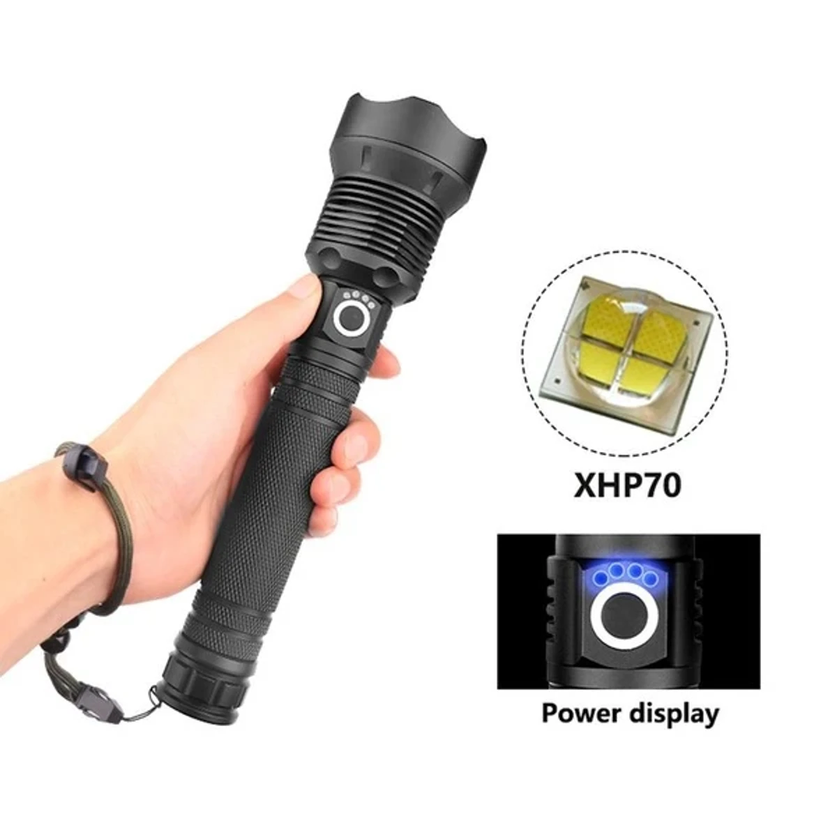 XHP70 High Powerful Zoomable Focus LED Flashlight Torch Light