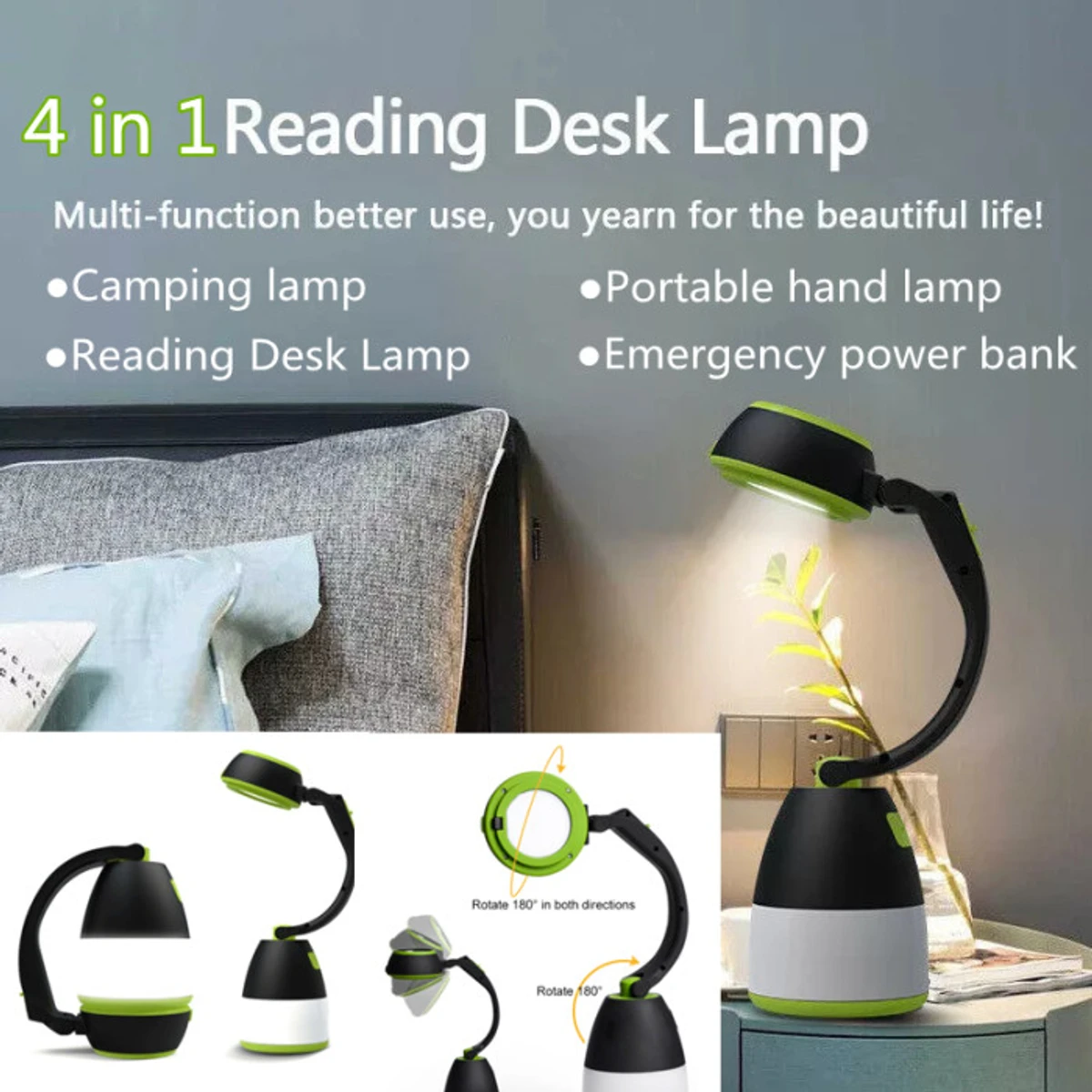 Rechargeable 4 In1 Table Lamp with Power Bank